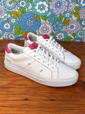 The Greats Women's Royale 2.0 White/Pink Leather Sneakers Size: 8.5
